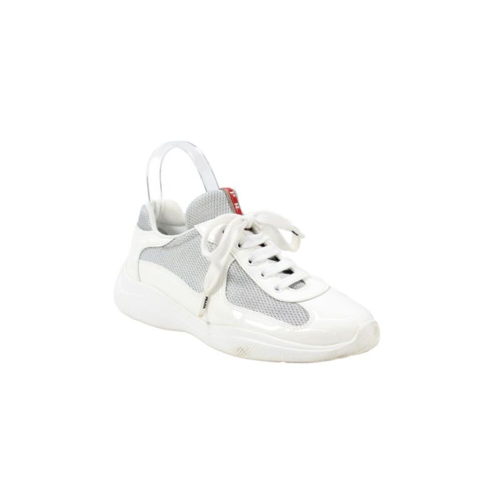 Prada Sport Womens Patent Leather America's Cup Sneakers White Size 37.5 7.5